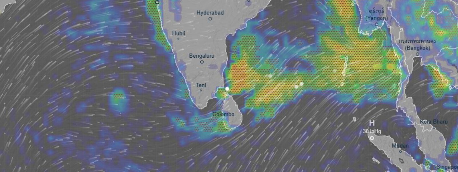 Rain, Thunderstorms, and Winds Across Sri Lanka